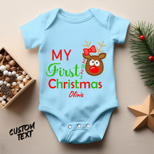 Custom Name My First Christmas Reindeer Onesie Bodysuits