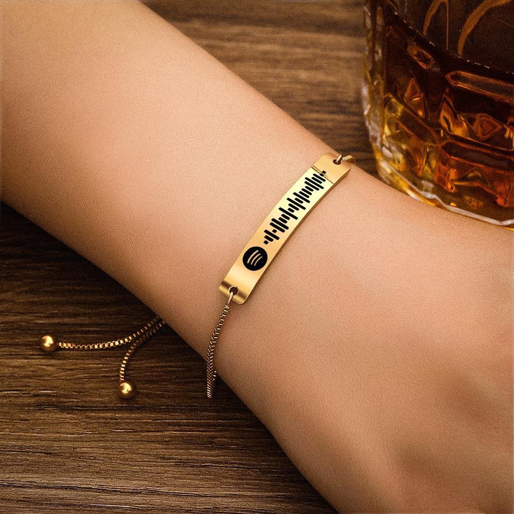 Spotify Code Music Bracelet Stainless Steel Custom Bracelet Gold
