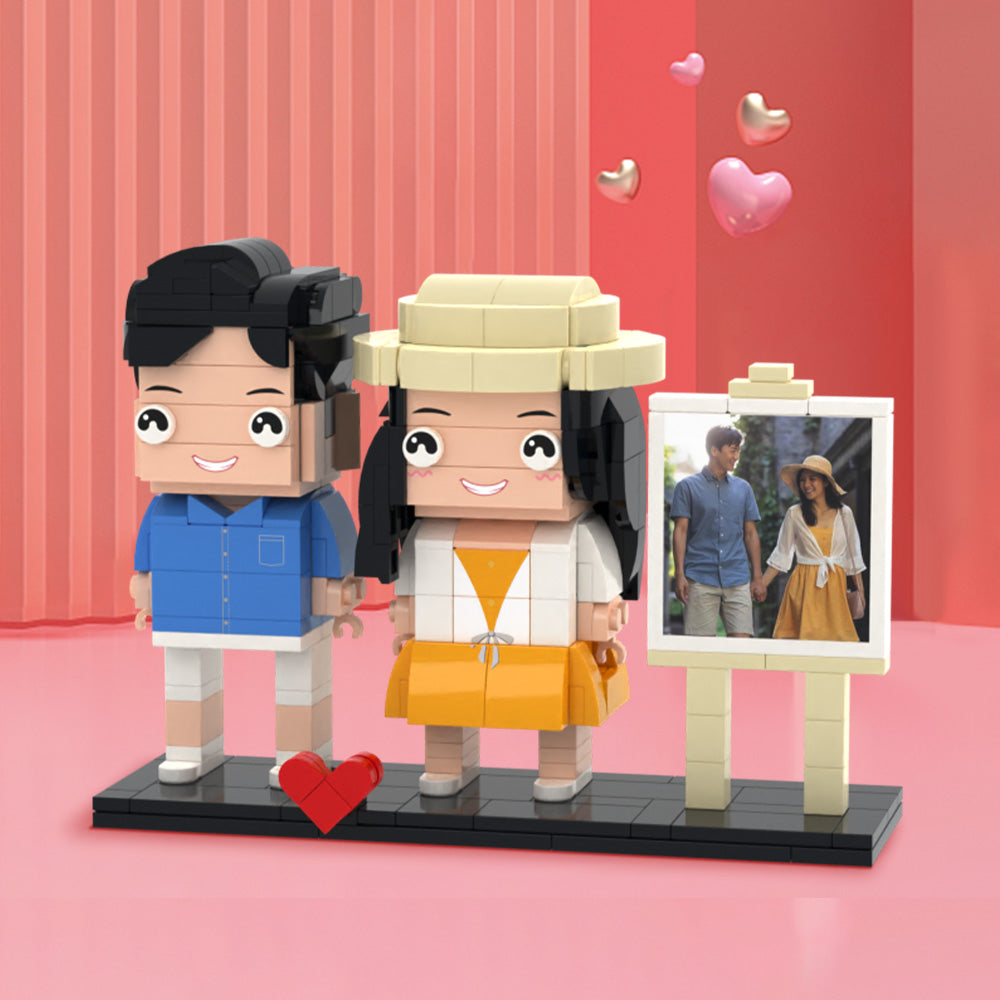 Sweet Couple Gifts Full Body Customizable 2 People Photo Frame Custom Brick Figures