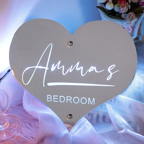 Custom Name Heart-shaped Marquee Mirror Light for Wall Art - Light Up Colorful Mirror Anniversary Birthday Gifts