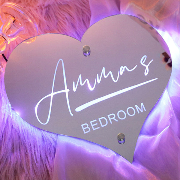Custom Name Heart-shaped Marquee Mirror Light for Wall Art - Light Up Colorful Mirror Anniversary Birthday Gifts