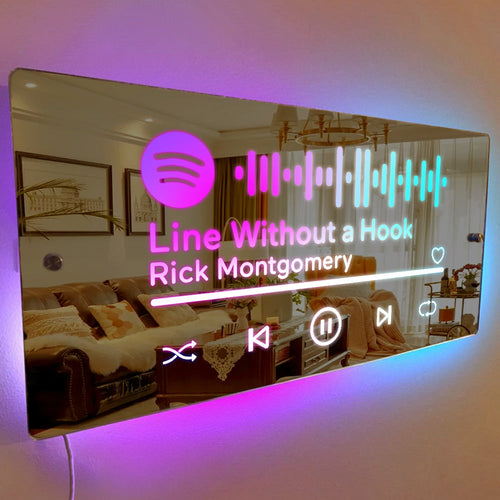 Scannable Spotify Code Mirror Light Marquee Gift  for Wall Art - Light Up Colorful Mirror Anniversary Birthday Gifts