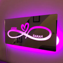 Personalized Name Mirror Light Infinity Heart Couple Gift