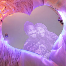 Personalized Heart Shaped Photo Led Mirror Light Couple Gift
