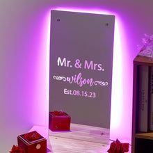 Valentine's Day Gift Mr and Mrs Personalized Name Mirror Light Gift for Couple