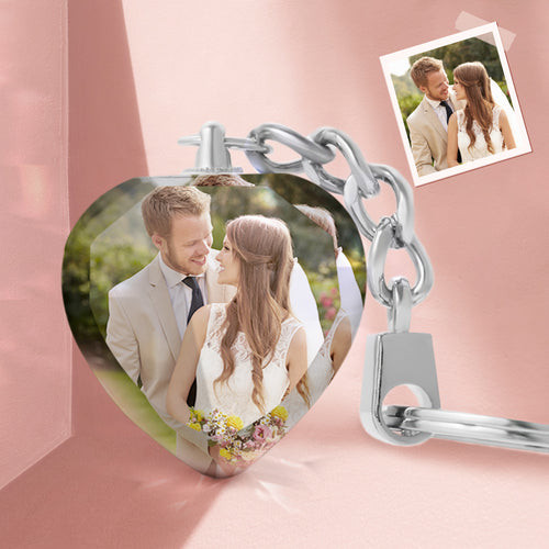 Custom Heart Crystal Keychain Photo Keychain Valentine's Day Gift For Her