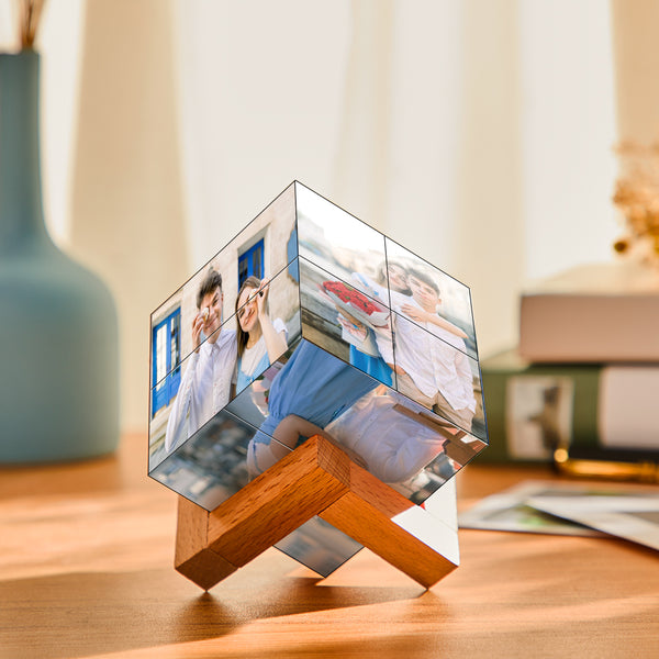 Wooden Rubic's Cube Bracket Holder Stand Alone Home Gifts-No Rubic's Cube