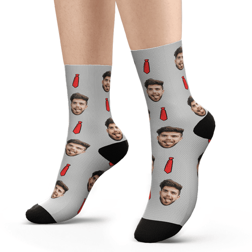 Custom Red Tie Photo Socks
