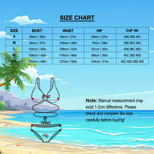 Custom Face Bikini Swimming Costume Women's Chest Strap Bathing Suit Personalized Photo Bikini Gift - Zipper