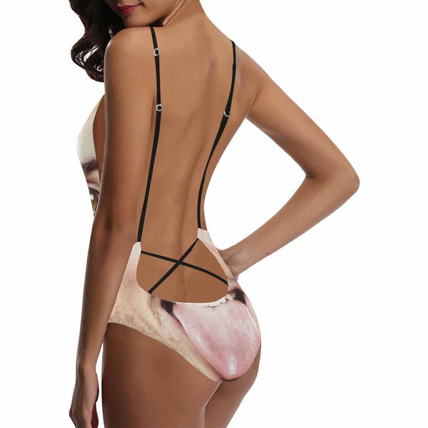 Custom Face Photo Women's Lacing Backless One Piece Sexy Swimsuit