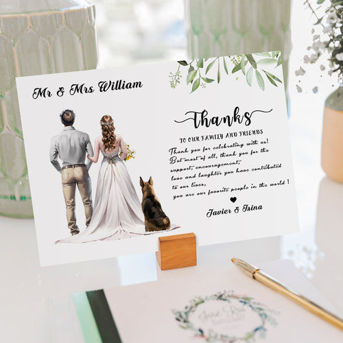 Custom Wedding Thank You Card Personalized Name Address Date and Couple Image