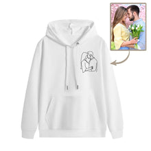 Custom Embroidered Pocket Portrait From Photo Outline Photo Sweatshirt Personalized Photo Couple Hoodie