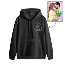 Custom Embroidered Pocket Portrait From Photo Outline Photo Sweatshirt Personalized Photo Couple Hoodie