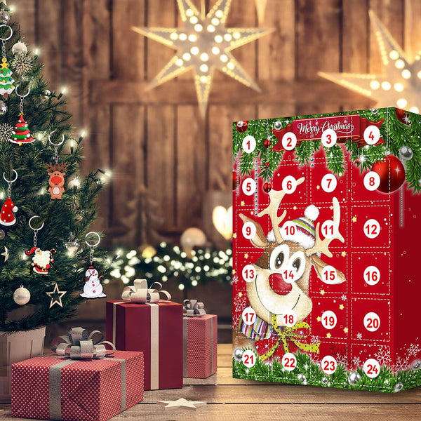 Christmas Ornament/Keychain Blind Box Xmas 24-day Countdown Calendar Gifts Box Xmas Gift